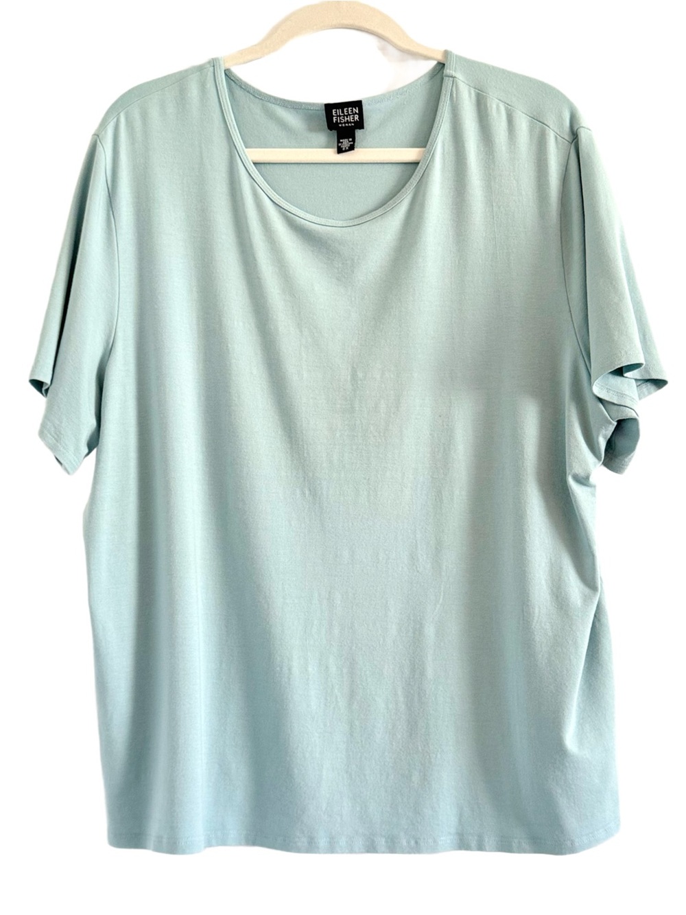 Eileen Fisher Pale Blue Short Sleeve Crew Neck Tee 2X
